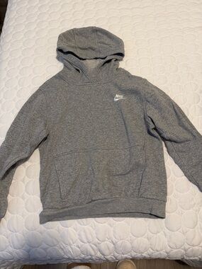 Nike Gray Pullover Hoodie with White Swoosh
